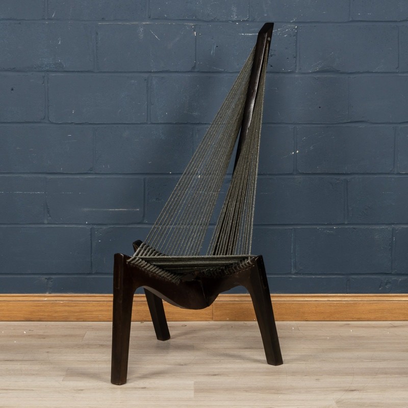 Vintage "Harp" chair in solid walnut for Christensen and Larsen, Denmark 1960