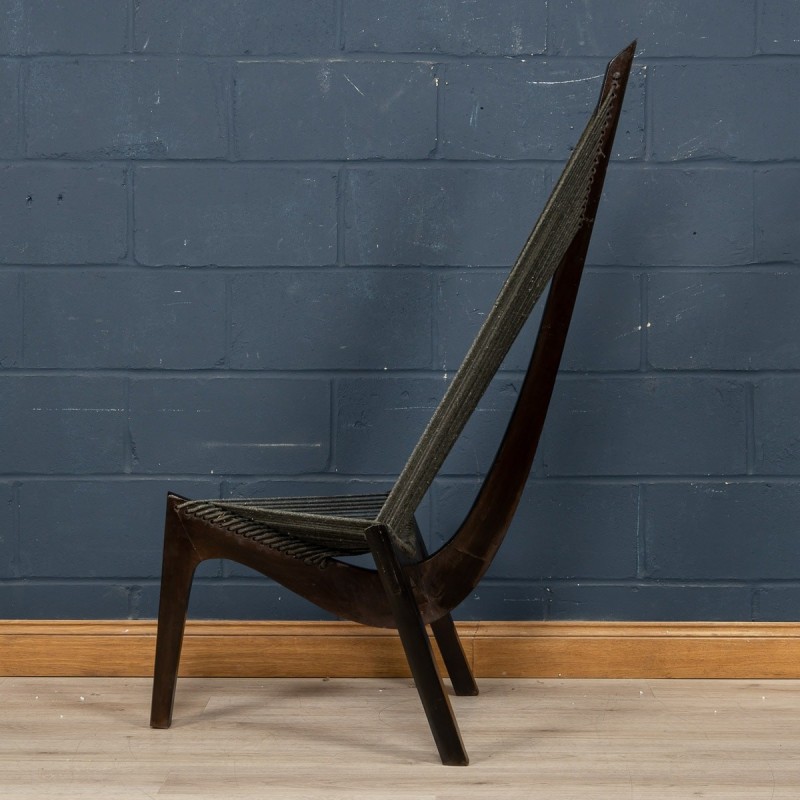 Vintage "Harp" chair in solid walnut for Christensen and Larsen, Denmark 1960