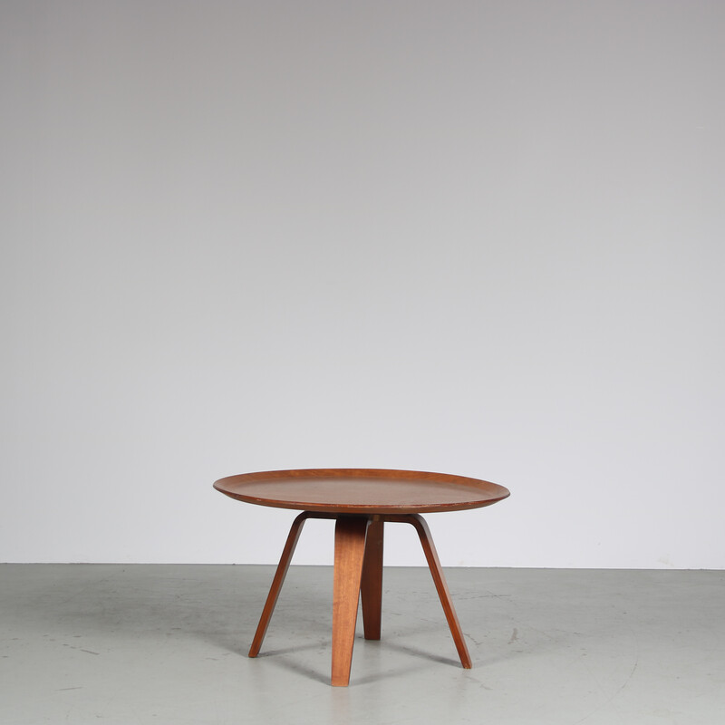 Vintage teak plywood coffee table by Cor Alons for De Boer Gouda, Netherlands 1950