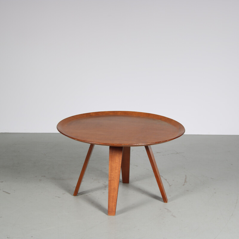 Table basse vintage en contreplaqué de teck par Cor Alons pour De Boer Gouda, Pays-Bas 1950