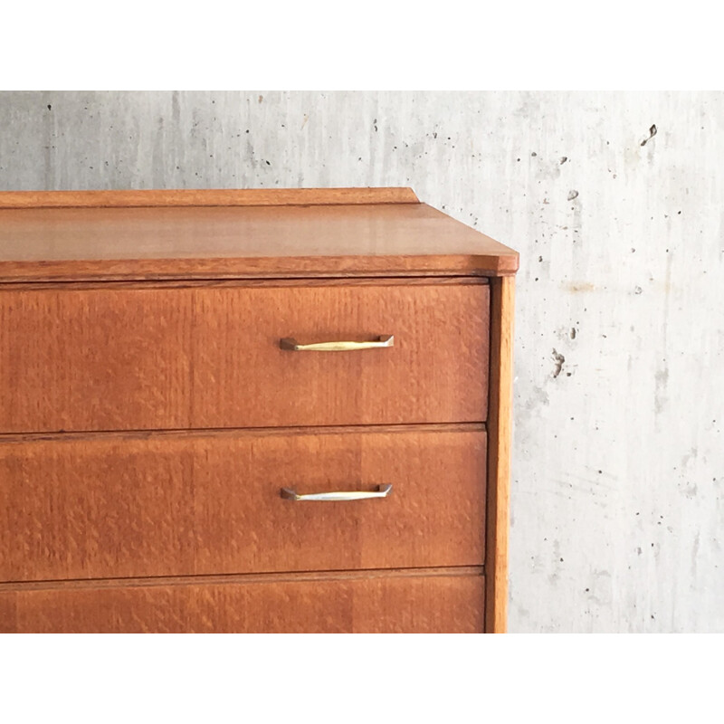 Lebus Link mid century teak chest of drawers with brass handles - 1960s