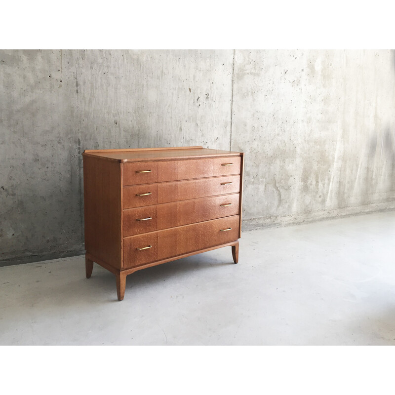 Lebus Link mid century teak chest of drawers with brass handles - 1960s