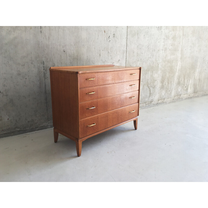 Lebus Link mid century teak chest of drawers with brass handles - 1960s