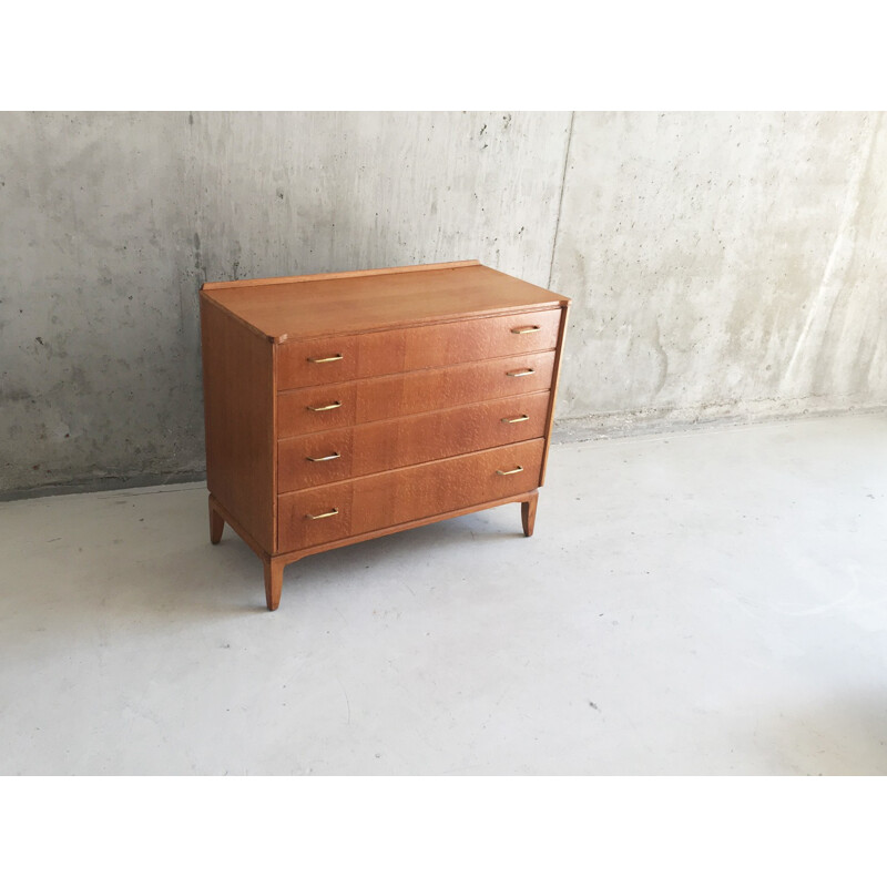 Lebus Link mid century teak chest of drawers with brass handles - 1960s