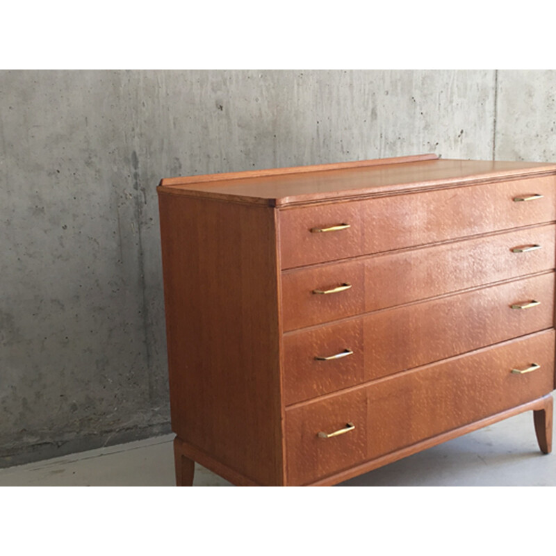 Lebus Link mid century teak chest of drawers with brass handles - 1960s