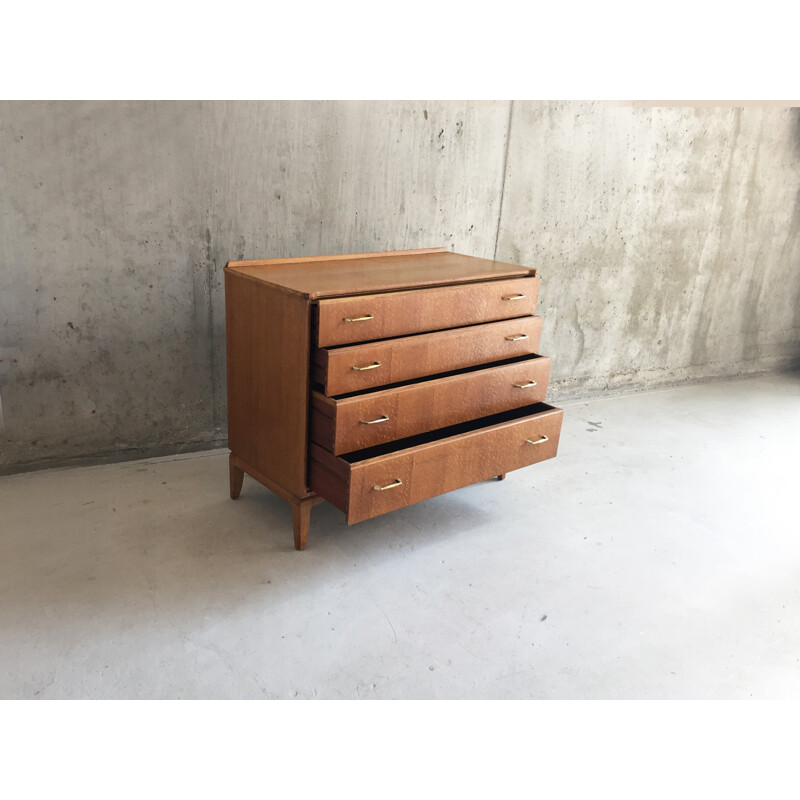 Lebus Link mid century teak chest of drawers with brass handles - 1960s