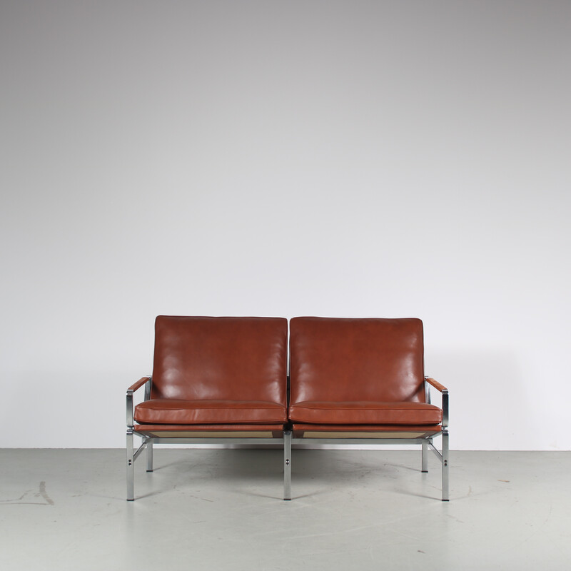 Vintage 2-seater sofa "FK6720" in leather and chrome metal by Fabricius and Kastholm for Kill International, Germany 1960