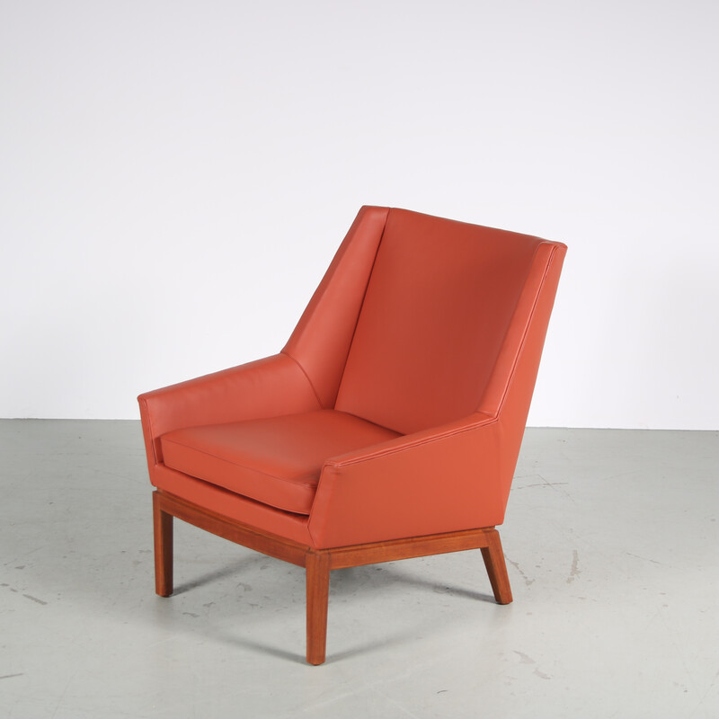 Vintage tropical hardwood “Prism” armchair by Erik Kolling Andersen for Peder Pedersen, Denmark 1950