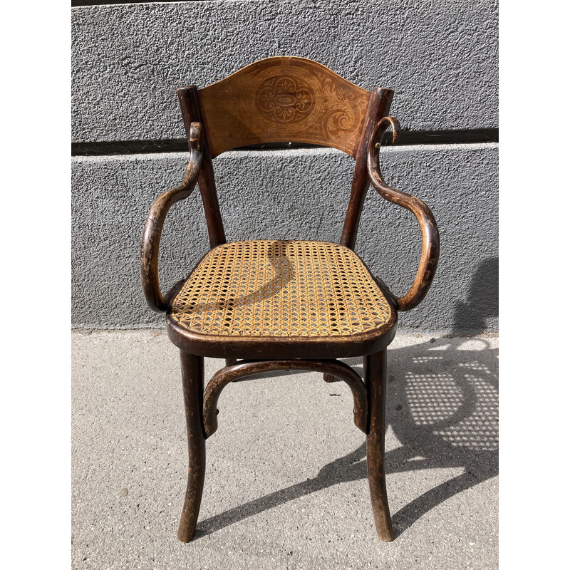 Fauteuil d'enfant vintage Art Nouveau en rotin et bois courbé par Jacob et Josef Kohn, 1900