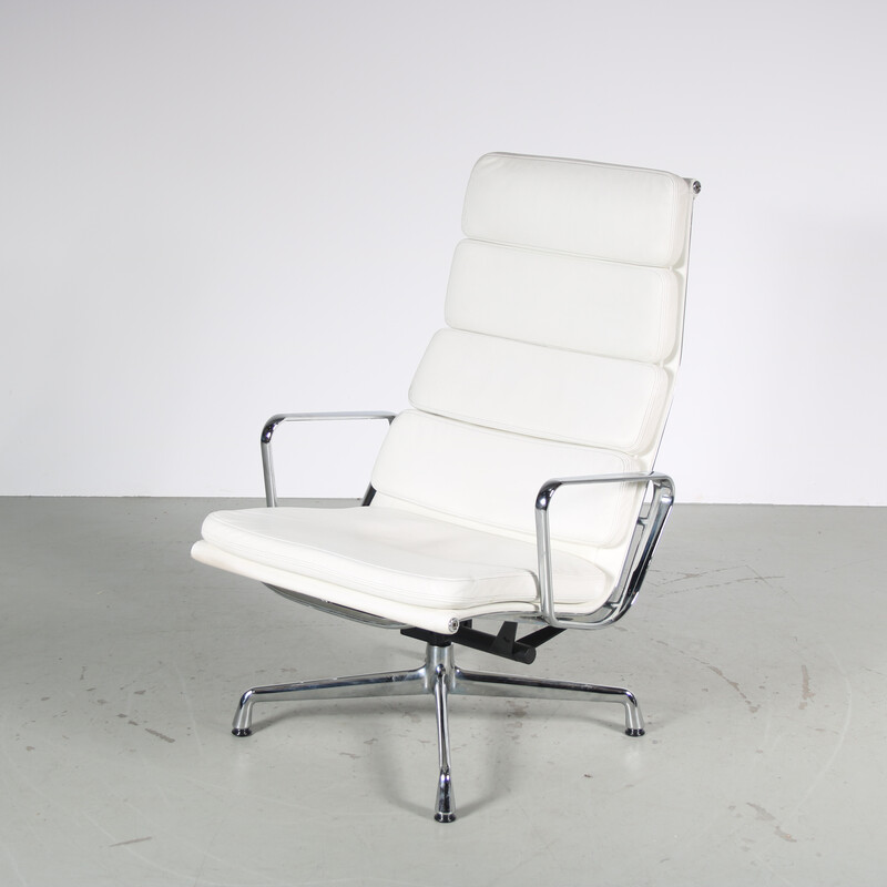 Vintage “EA222” armchair in chrome metal by Charles and Ray Eames for Vitra, Germany 1990