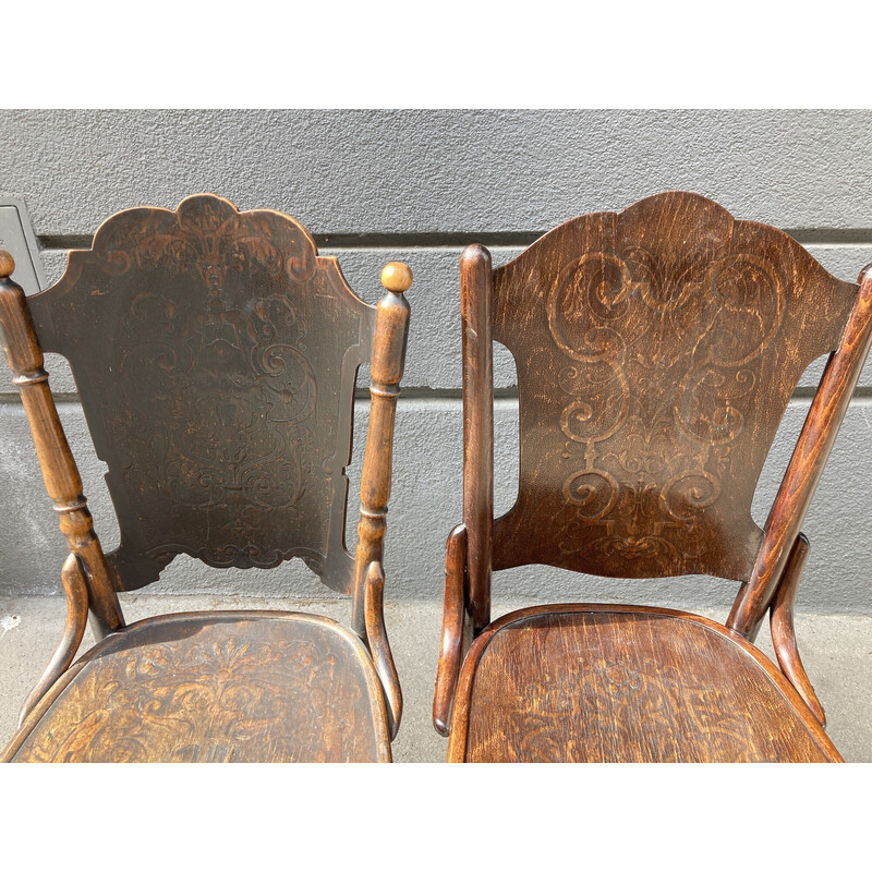 Coppia di sedie vintage in legno curvato di Jacob e Josef Kohn, 1900