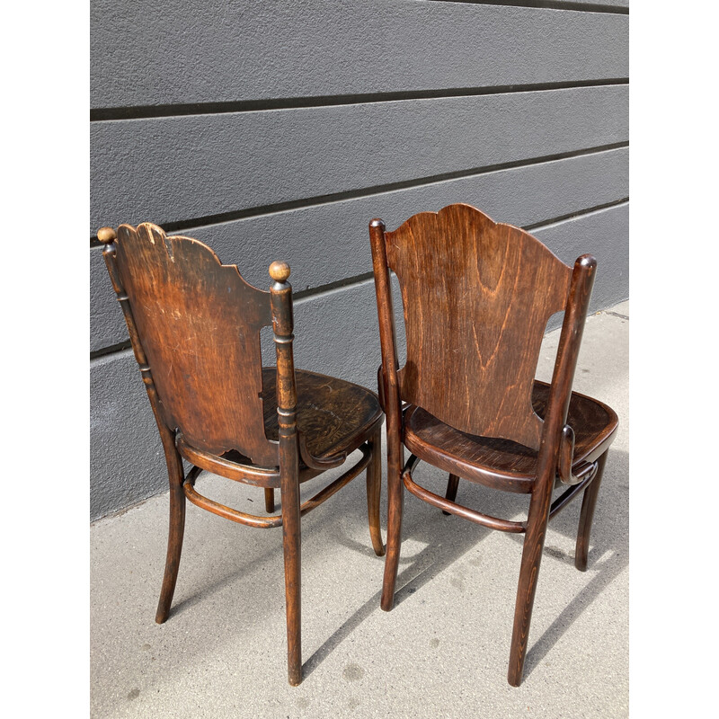 Coppia di sedie vintage in legno curvato di Jacob e Josef Kohn, 1900
