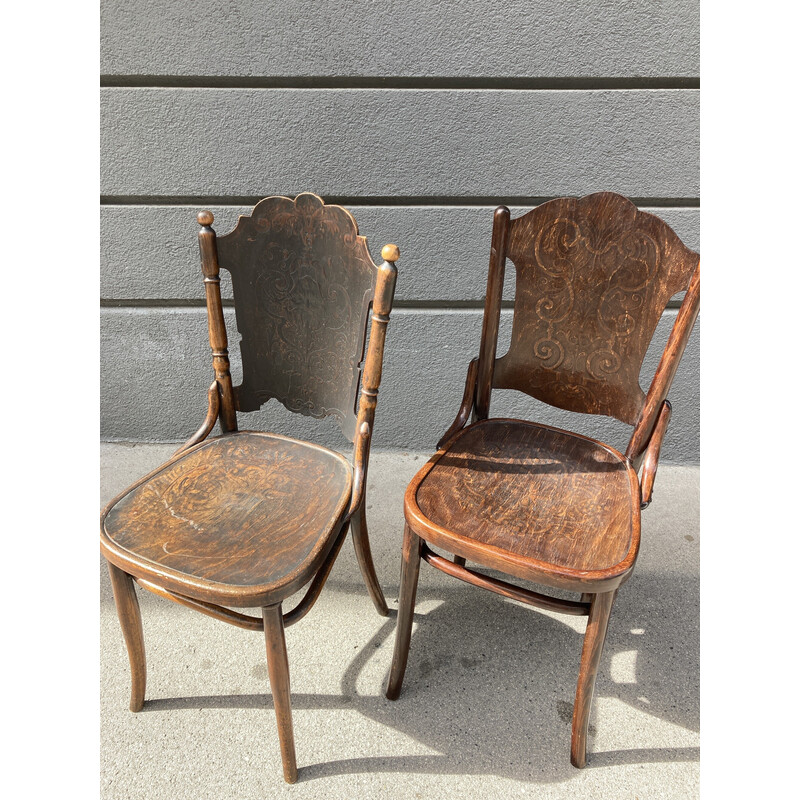 Pareja de sillas antiguas de madera curvada de Jacob y Josef Kohn, 1900