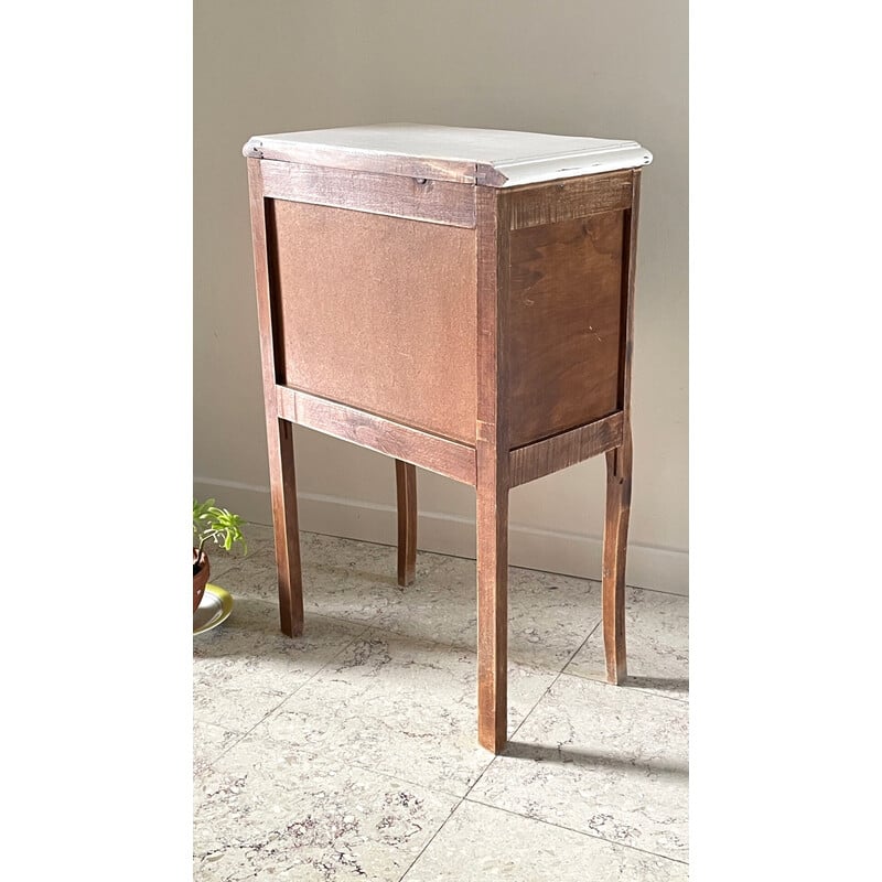 Vintage bedside table in wood and white paint