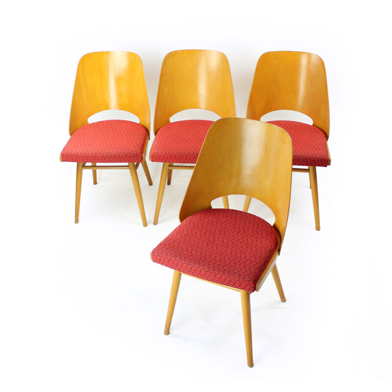 Ensemble de 4 chaises à repas vintage en hêtre par Oswald Haerdtl pour Thonet, 1960