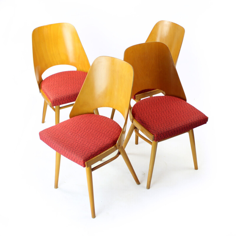 Ensemble de 4 chaises à repas vintage en hêtre par Oswald Haerdtl pour Thonet, 1960