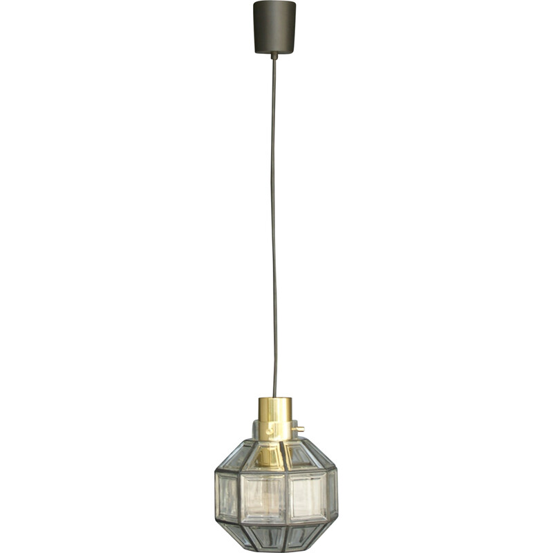 Vintage crystal pendant lamp for Glashütte Limburg, 1960