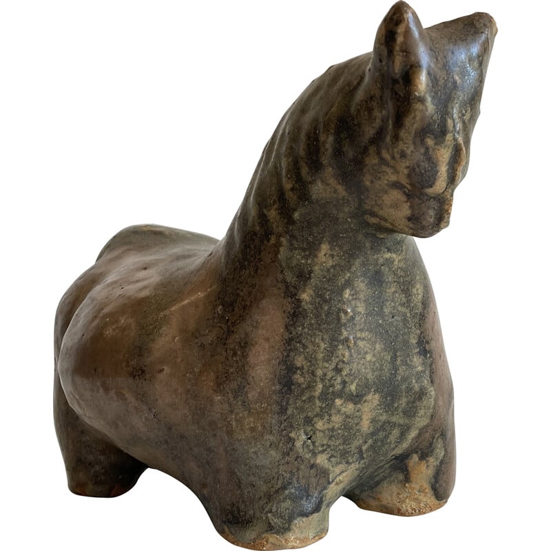 Vintage-Skulptur aus Keramik, die ein Pferd darstellt