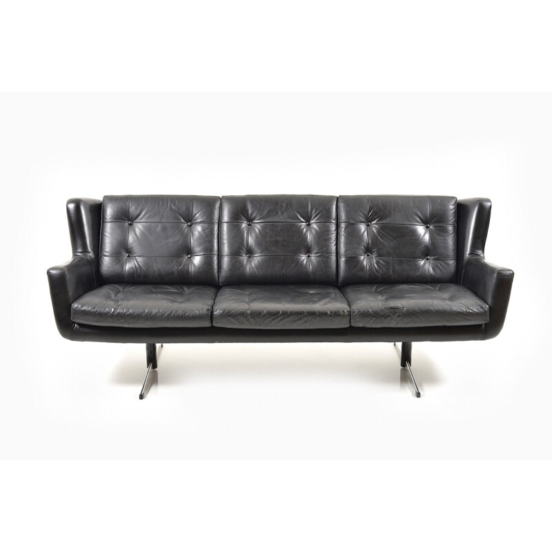 Vintage danish leather sofa by Skjold Sørensen - 1960s