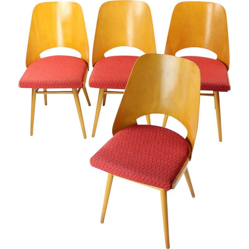 Ensemble de 4 chaises à repas vintage en hêtre par Oswald Haerdtl pour Thonet, 1960