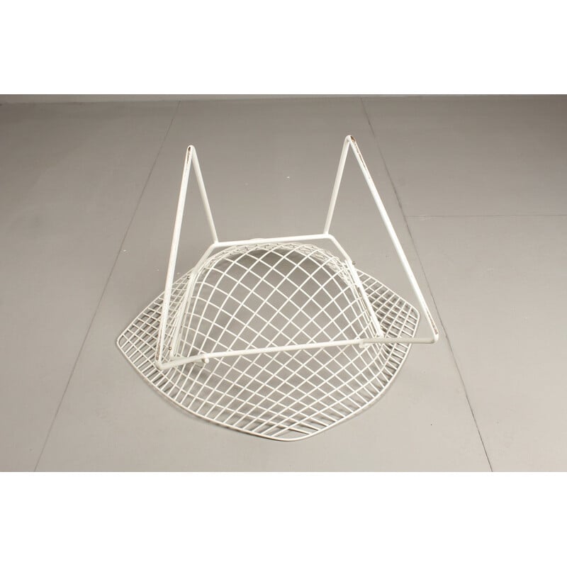 Vintage metal mesh chair with risan covering for Knoll, Germany 1983