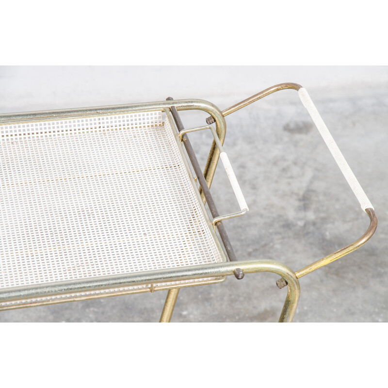 Vintage serving trolley in brass and metal, Italy 1950