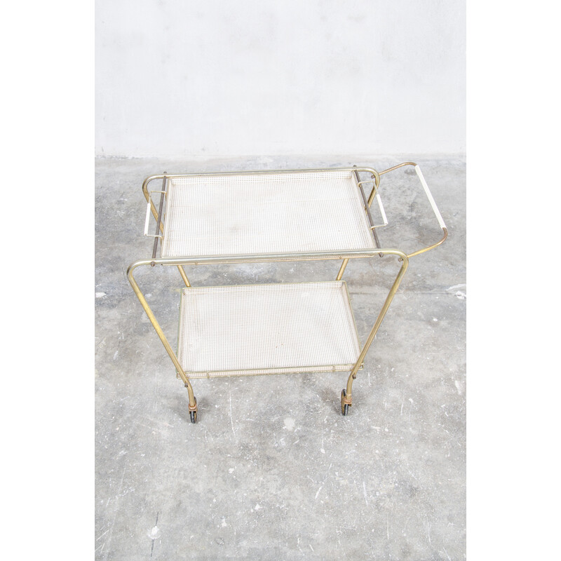 Vintage serving trolley in brass and metal, Italy 1950