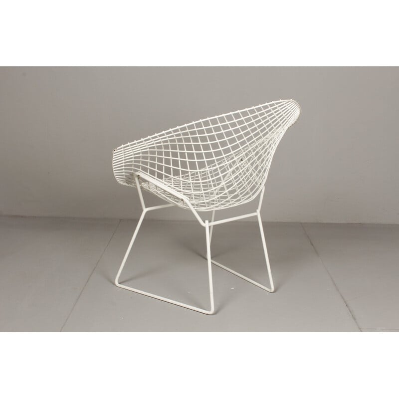 Chaise vintage Diamant Blanc en maille métallique par Harry Bertoia pour Knoll, Allemagne 1983