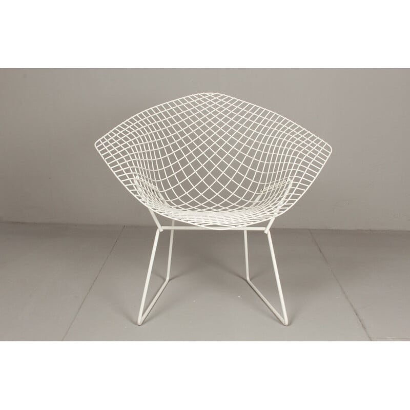 Vintage Diamant Blanc metal mesh chair by Harry Bertoia for Knoll, Germany 1983