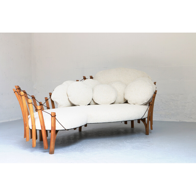Italian lounge chair with white fabric cushions - 1950s