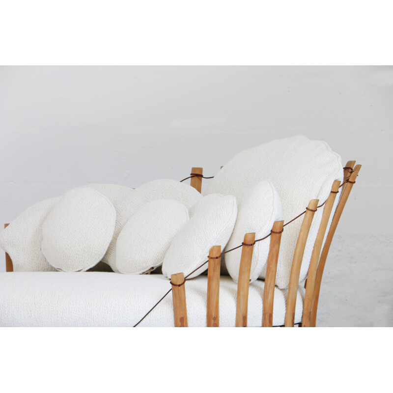 Italian lounge chair with white fabric cushions - 1950s