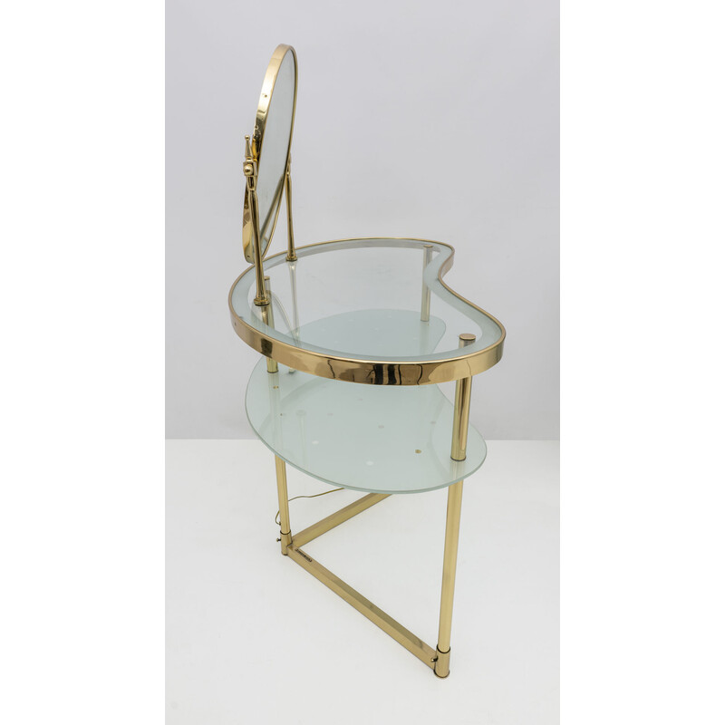 Vintage brass dressing table with mirror by Luigi Brusotti, Italy 1940