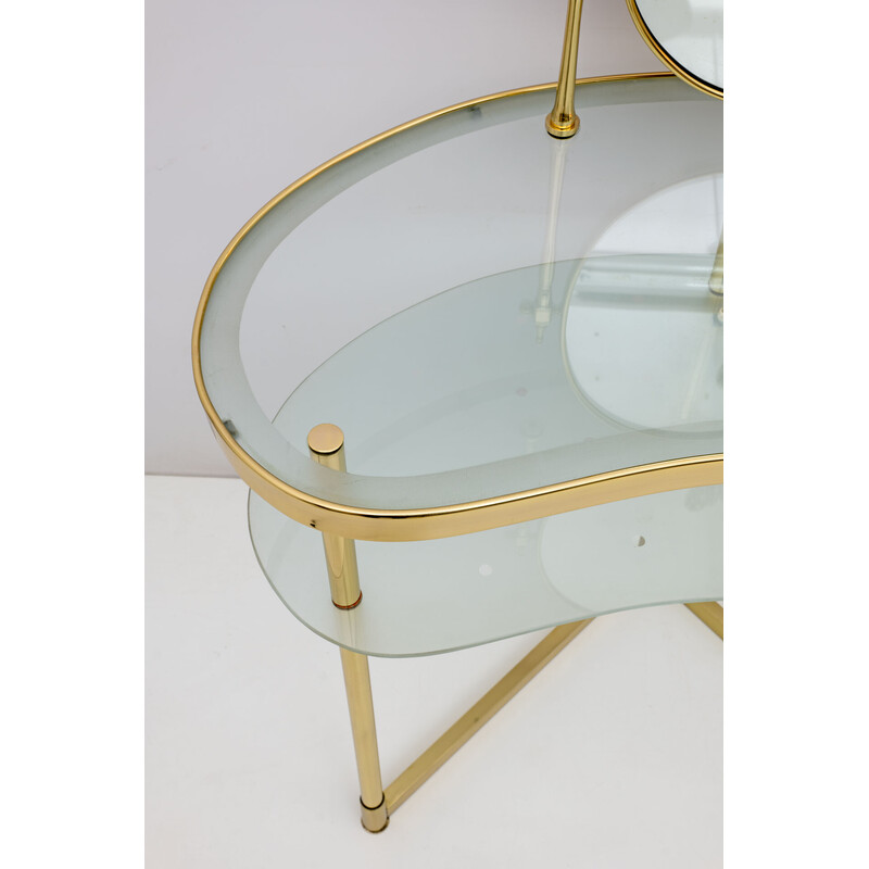 Vintage brass dressing table with mirror by Luigi Brusotti, Italy 1940