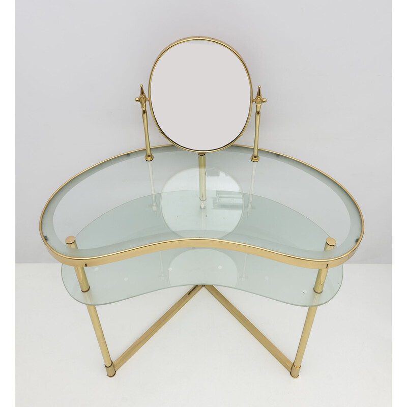 Vintage brass dressing table with mirror by Luigi Brusotti, Italy 1940