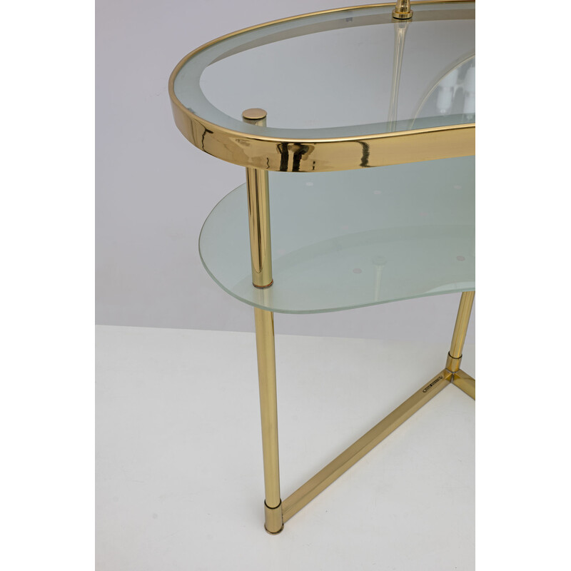 Vintage brass dressing table with mirror by Luigi Brusotti, Italy 1940