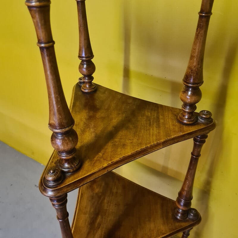 Vintage angular wooden shelf, 1970