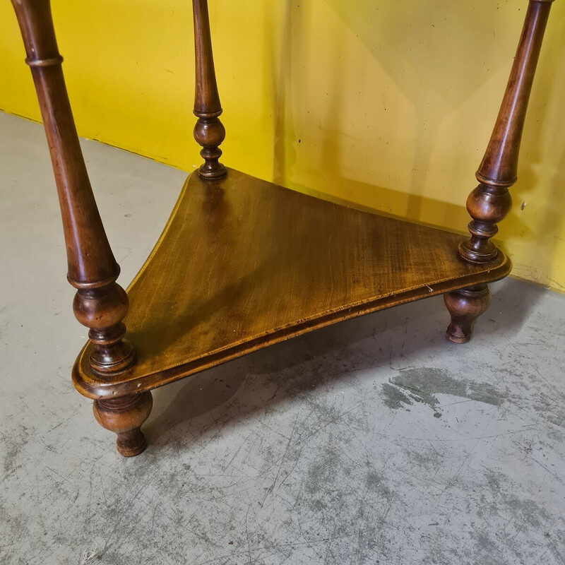 Vintage angular wooden shelf, 1970