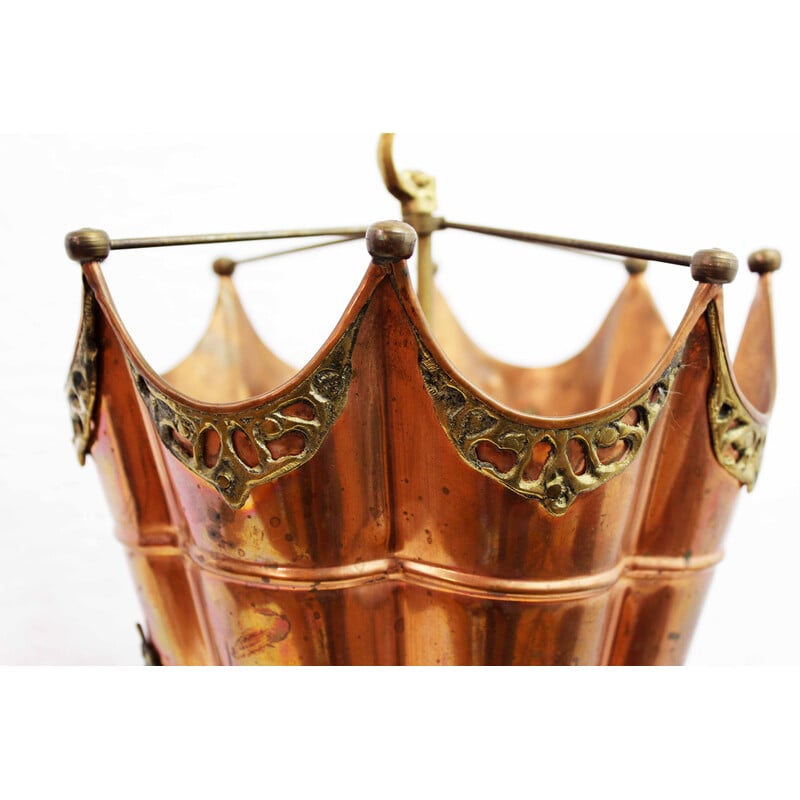 Vintage copper and brass umbrella stand, 1960