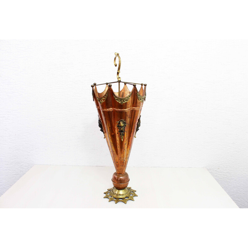 Vintage copper and brass umbrella stand, 1960