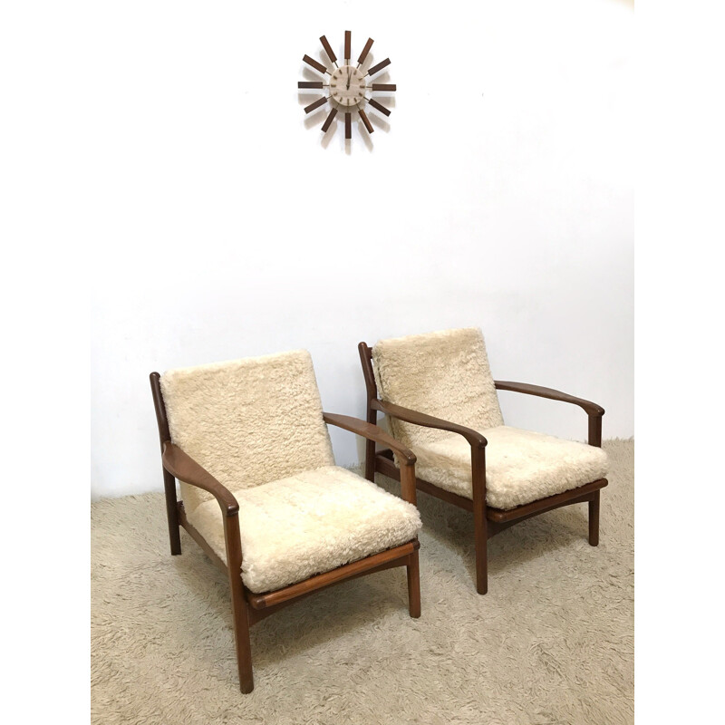 Pair of mid-century armchairs in afromosia by Toothill - 1960s