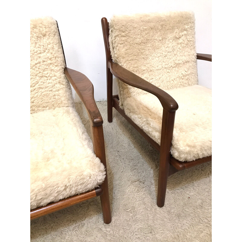 Pair of mid-century armchairs in afromosia by Toothill - 1960s