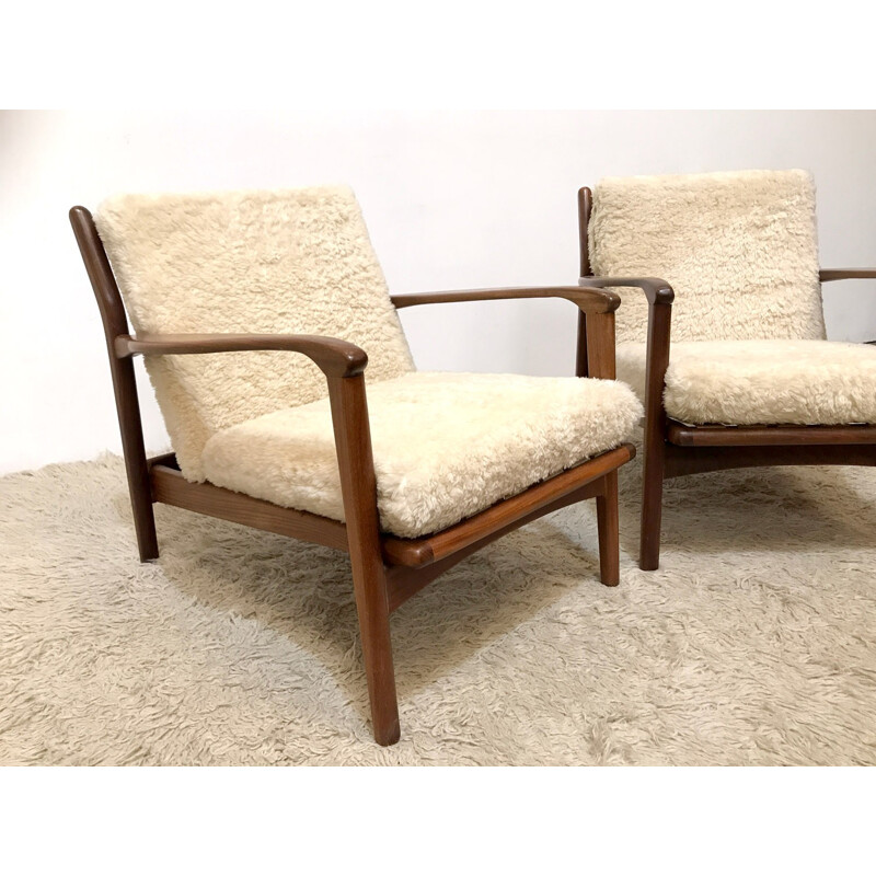 Pair of mid-century armchairs in afromosia by Toothill - 1960s