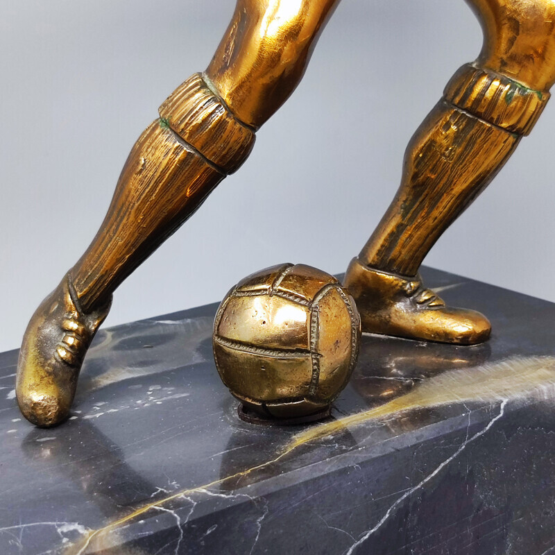 Vintage Art Deco bronze sculpture of a football player, Italy 1930