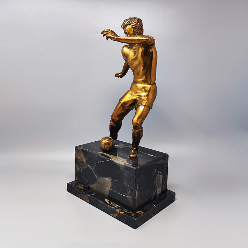 Vintage Art Deco bronze sculpture of a football player, Italy 1930