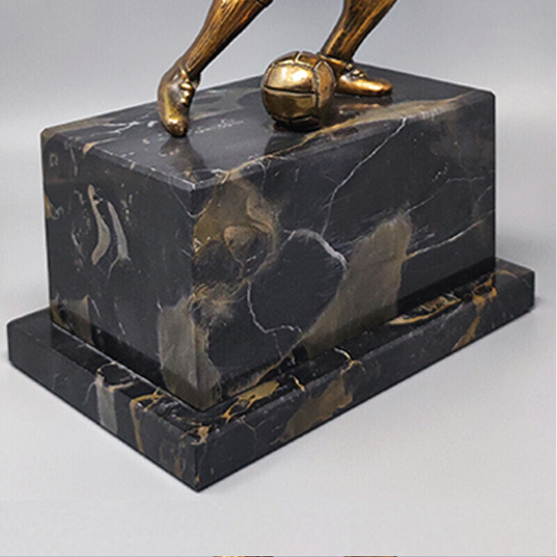 Sculpture vintage Art Déco en bronze représentant un joueur de football, Italie 1930
