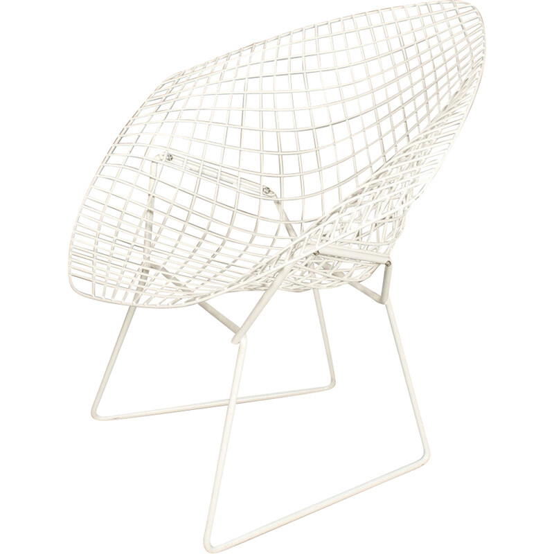 Vintage metal mesh chair with risan covering for Knoll, Germany 1983