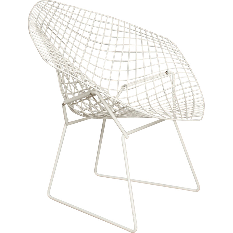 White Diamond Chair in the style of Bertoia for Knoll, 1983