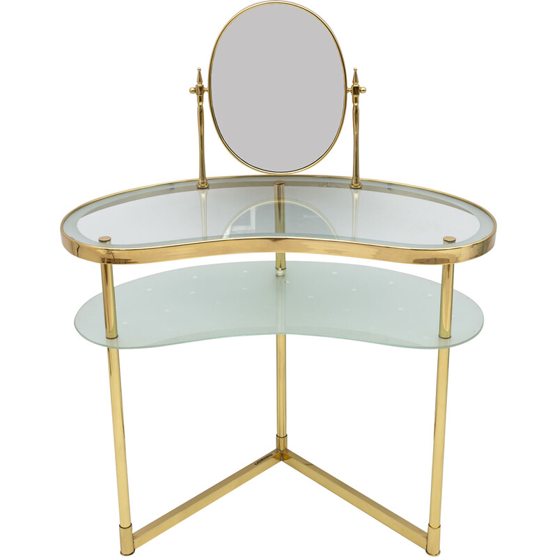 Vintage brass dressing table with mirror by Luigi Brusotti, Italy 1940