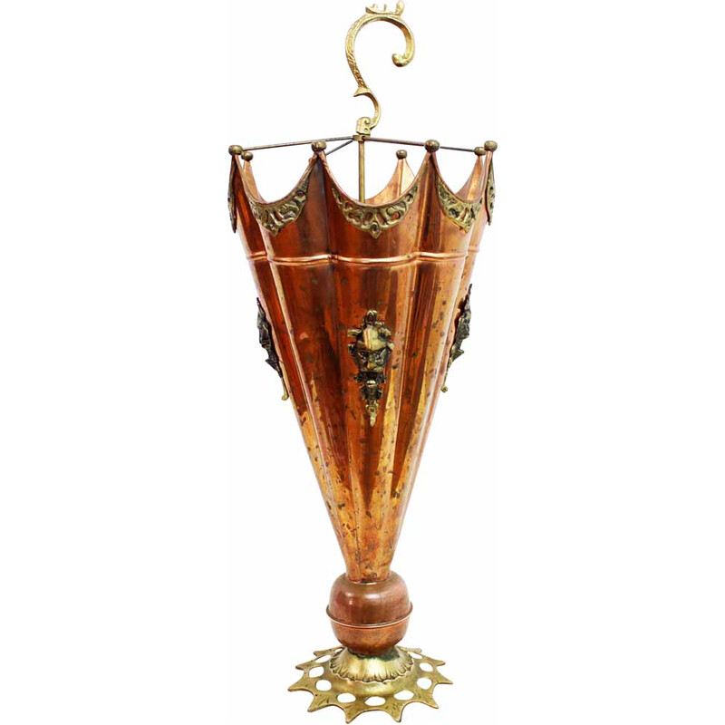 Vintage copper and brass umbrella stand, 1960