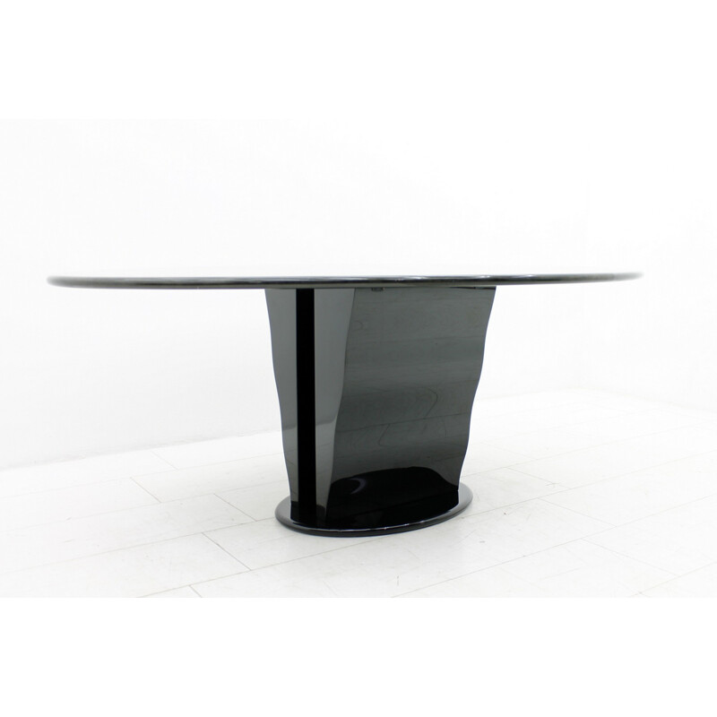 Large oval goatskin and black lacquer dining table by Aldo Tura - 1970s